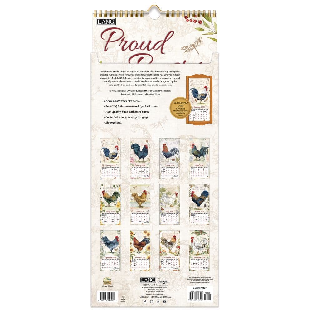 Proud Rooster 2026 Vertical Wall Calendar_ALT3