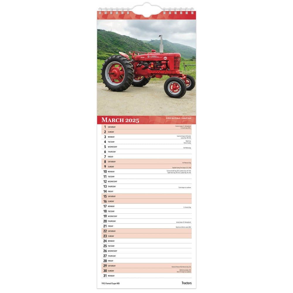 Tractors Slim 2025 Wall Calendar interior 1