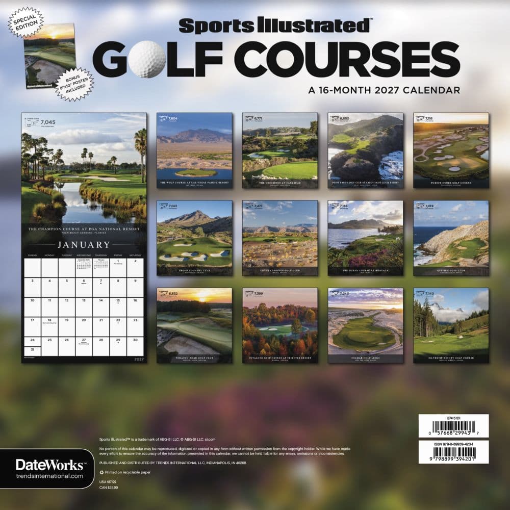 Sports Ilustrated Golf Courses Exclusive With Print 2027 Wall Calendar First Alternate Image
