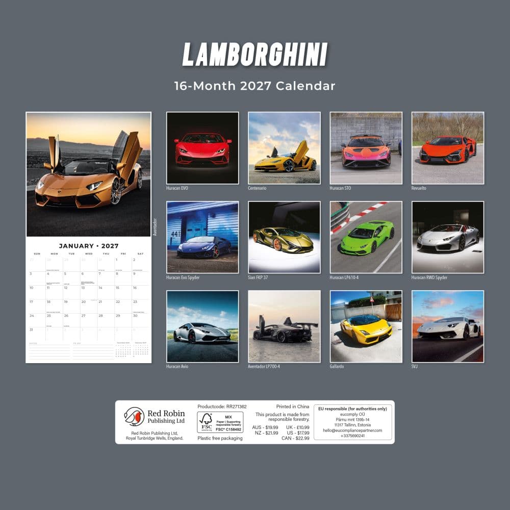 Lamborghini 2027 Wall Calendar First Alternate Image