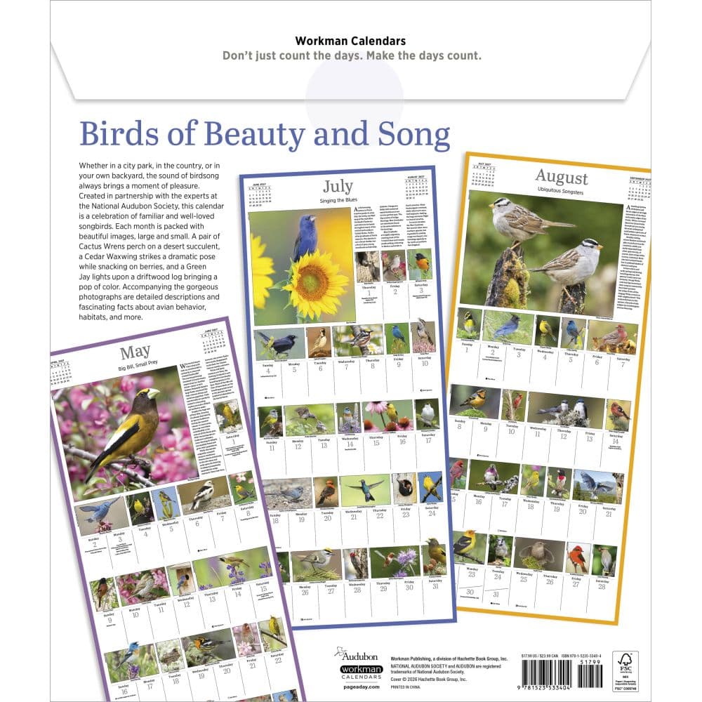Audubon Songbirds and Other Backyard Birds Picture-A-Day 2027 Wall Calendar First Alternate Image