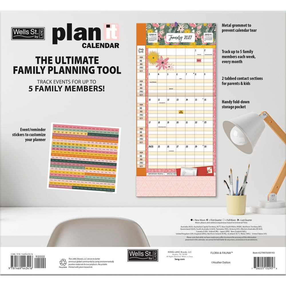 Flora and Fauna 2027 Plan It Plus Wall Calendar by Heather Dutton First Alternate Image