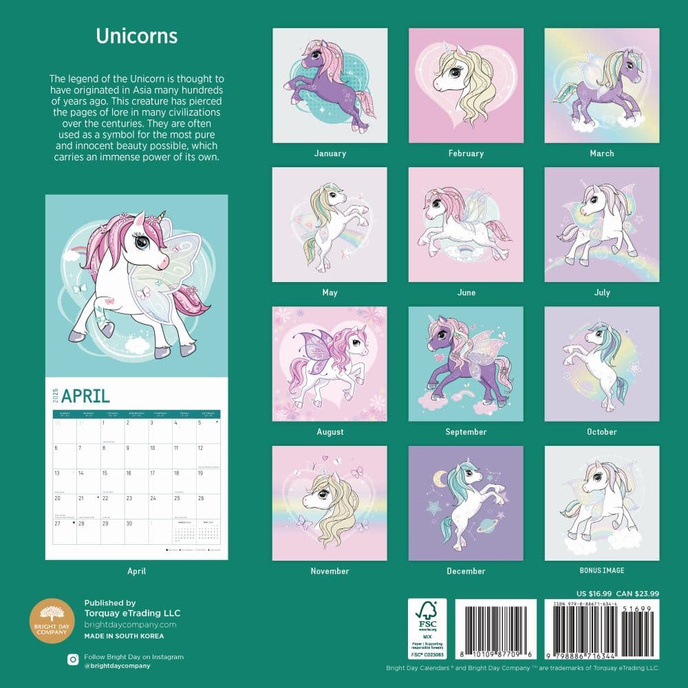 Unicorns 2025 Wall Calendar First Alternate Image width="1000" height="1000"