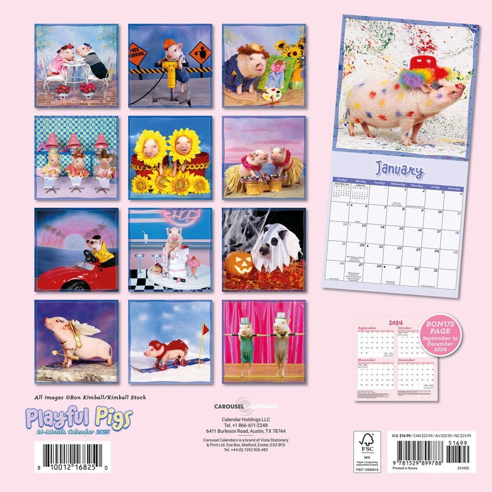 Pig Full Wall Calendar 2025