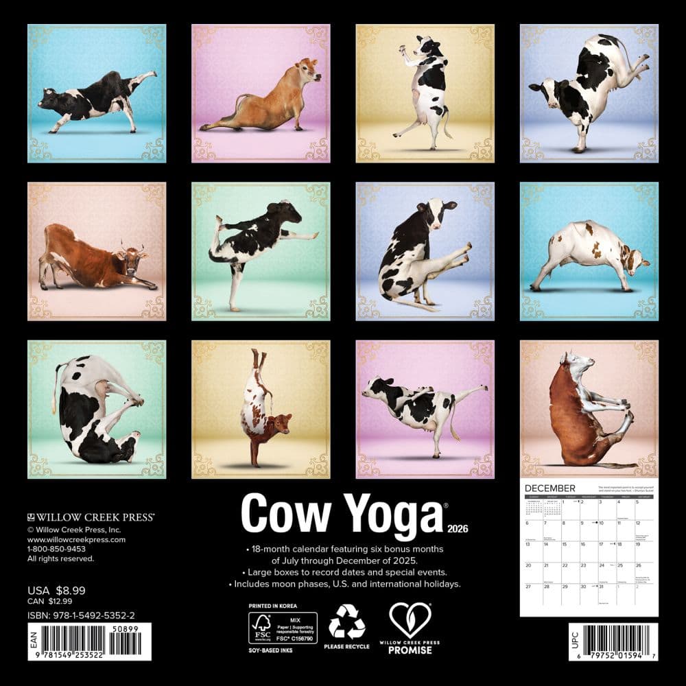 Cow Yoga 2026 Mini Wall Calendar First Alternate Image