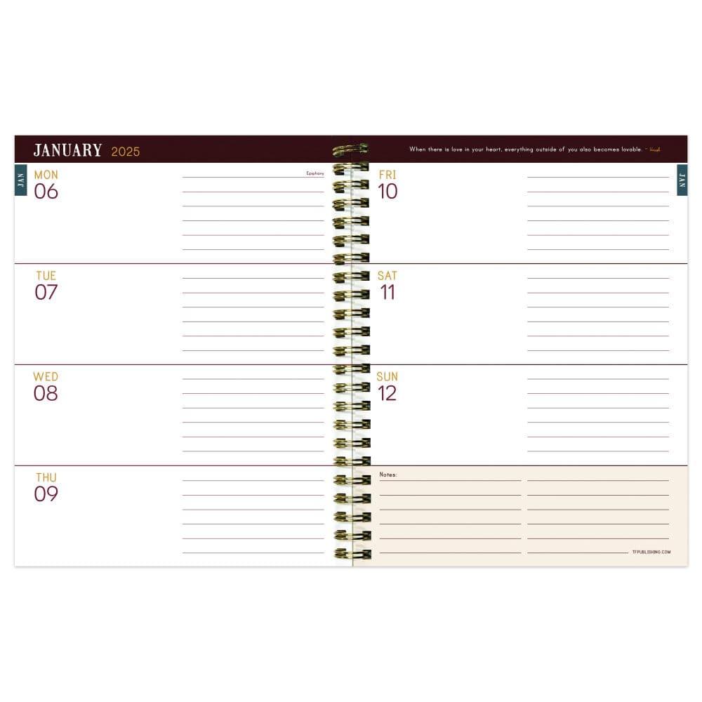 Victorian Blooms 2025 Weekly Planner weekly view