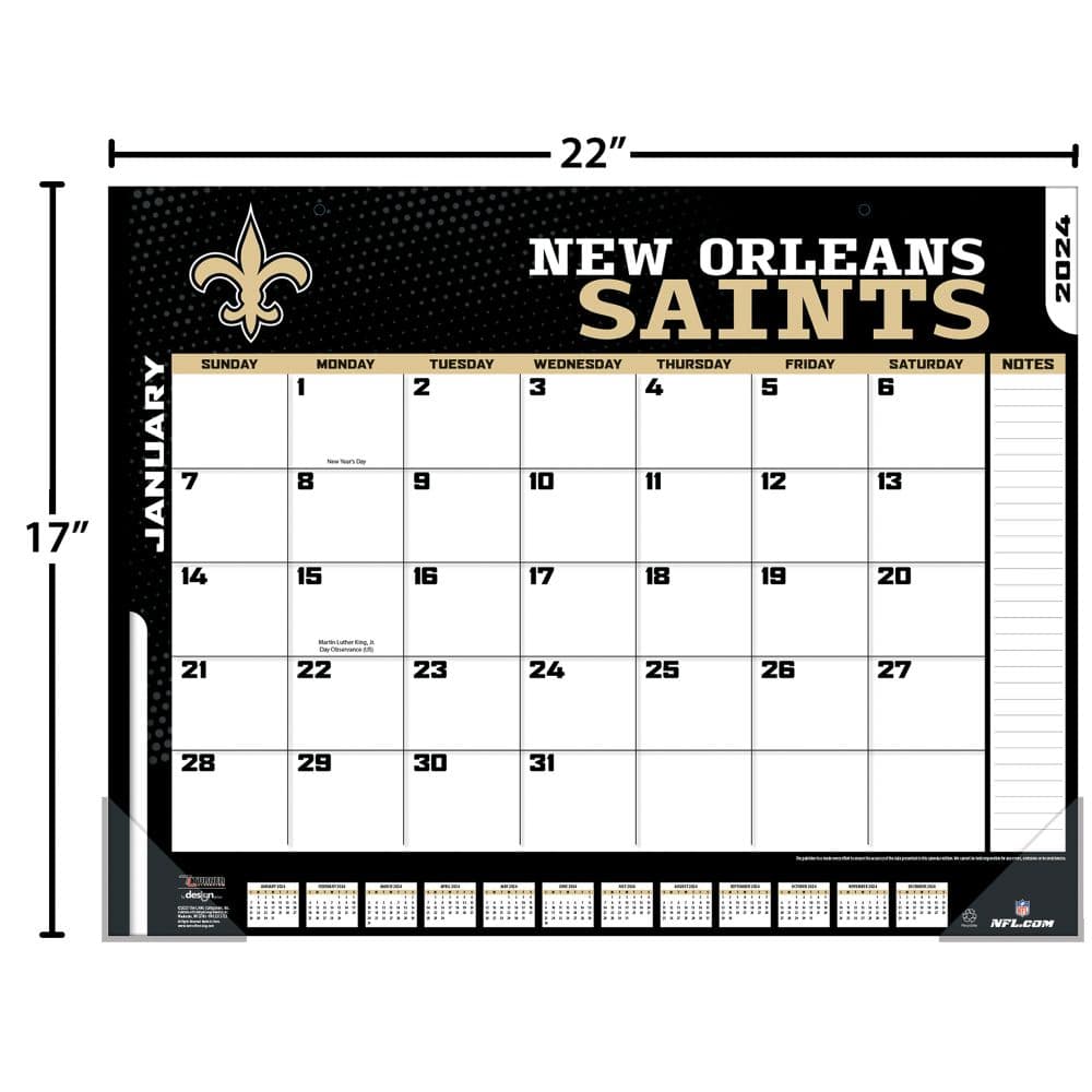 NFL New Orleans Saints 2024 Desk Pad Fourth Alternate Image width=&quot;1000&quot; height=&quot;1000&quot;