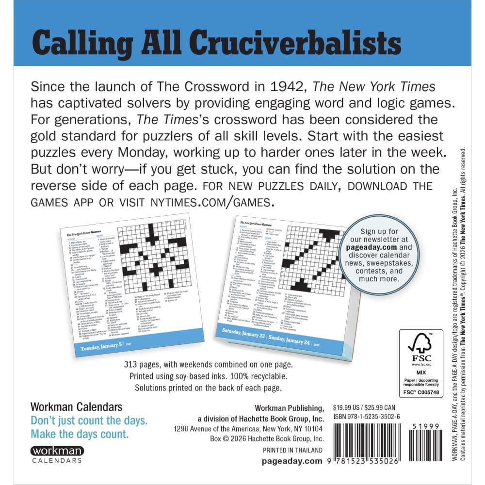 New York Times Crossword 2027 Page-A-Day Desk Calendar First Alternate Image