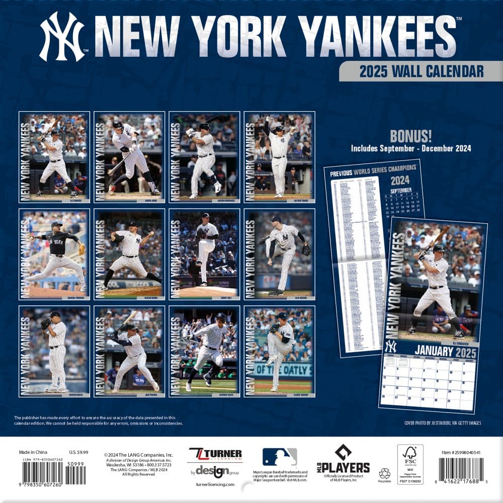 MLB New York Yankees 2025 Mini Wall Calendar Fourth Alternate Image width=&quot;1000&quot; height=&quot;1000&quot;