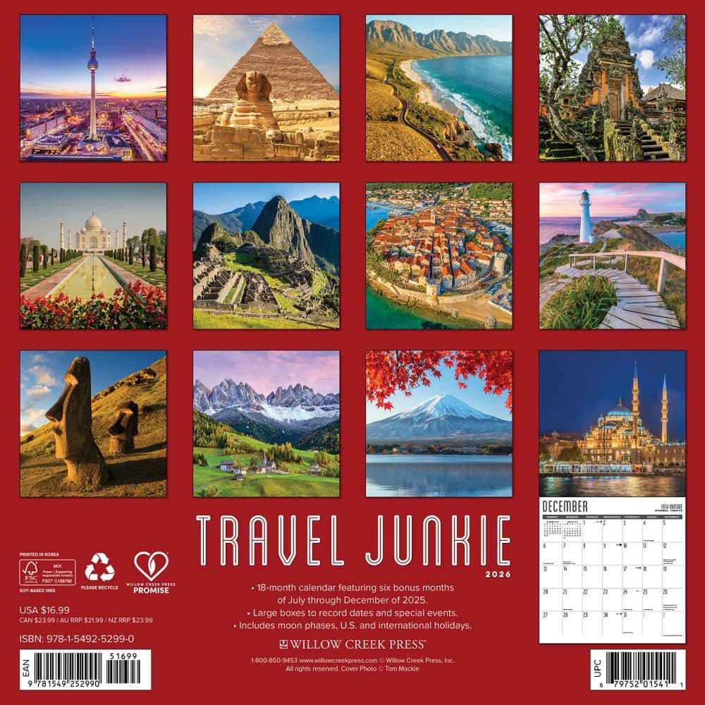 Travel Junkie 2026 Wall Calendar First Alternate Image