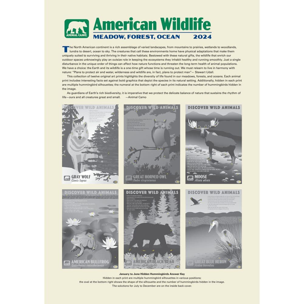 American Wildlife Poster 2024 Wall Calendar Second Alternate Image width=&quot;1000&quot; height=&quot;1000&quot;
