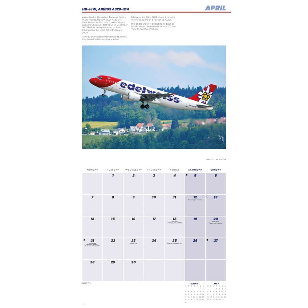 Flight Modern Commercial Airliners 2025 Wall Calendar Second Alternate Image width=&quot;1000&quot; height=&quot;1000&quot;