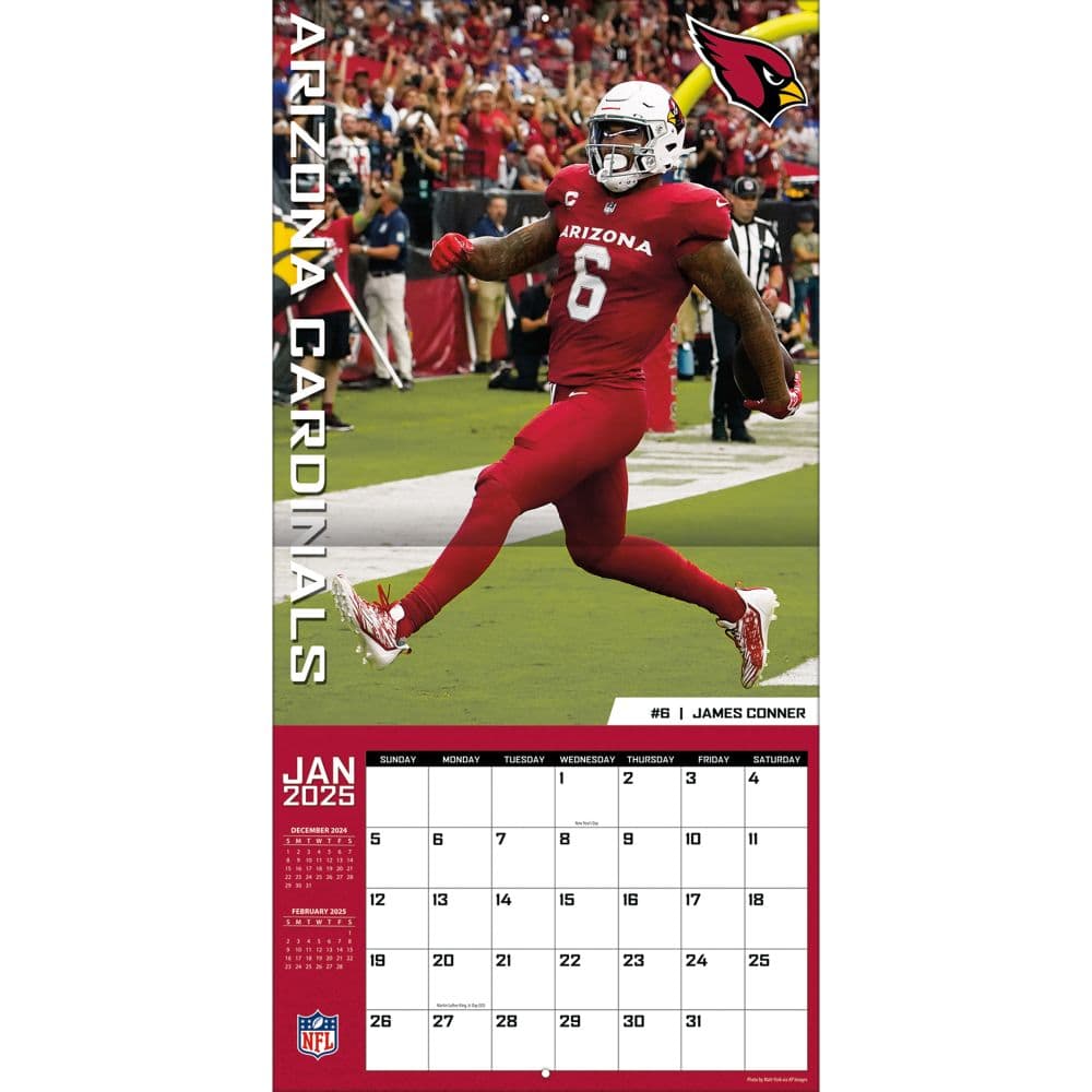 NFL Arizona Cardinals 2025 Wall Calendar Third Alternate Image