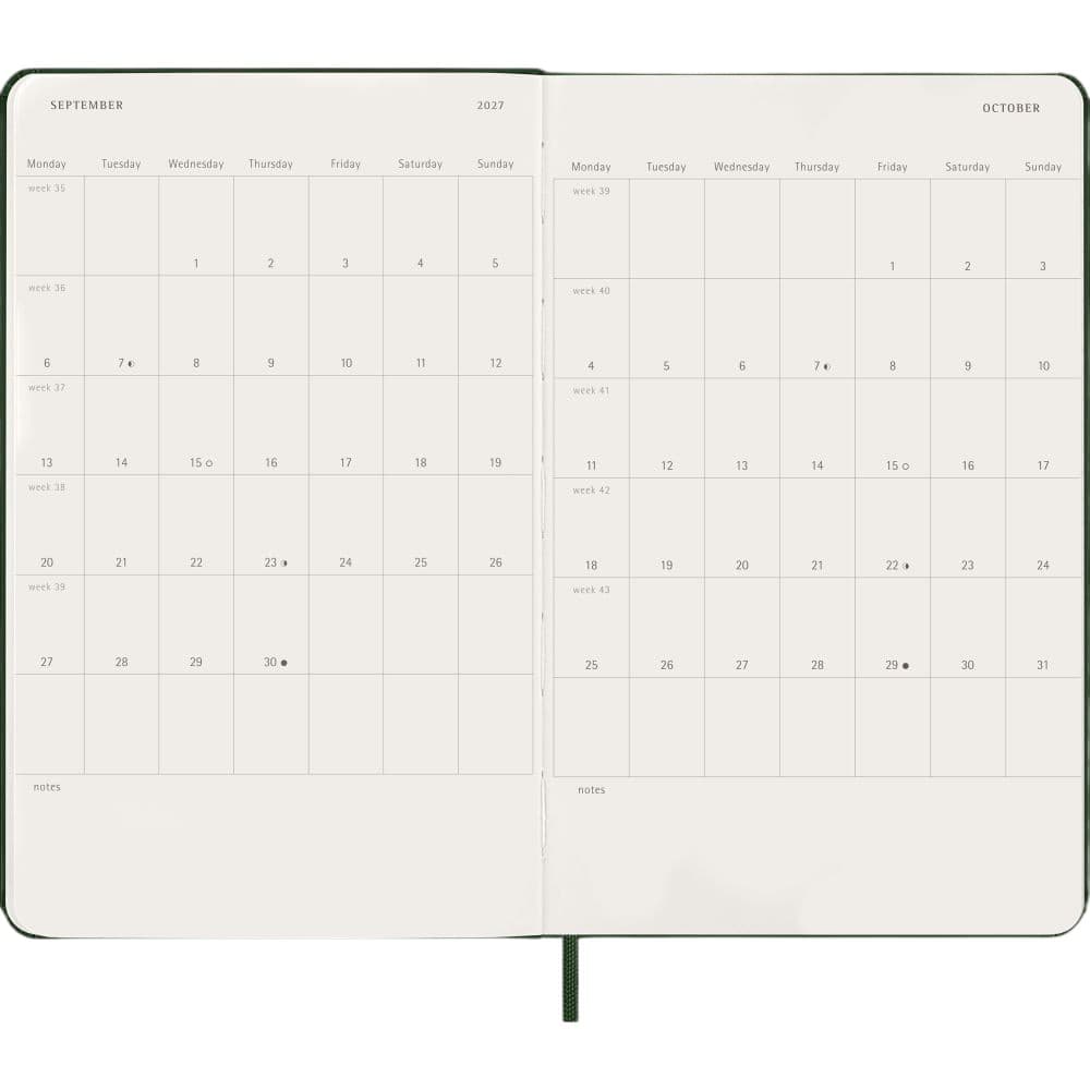 Moleskine Myrtle Green Large Hard Cover 2027 Daily Planner Fourth Alternate Image