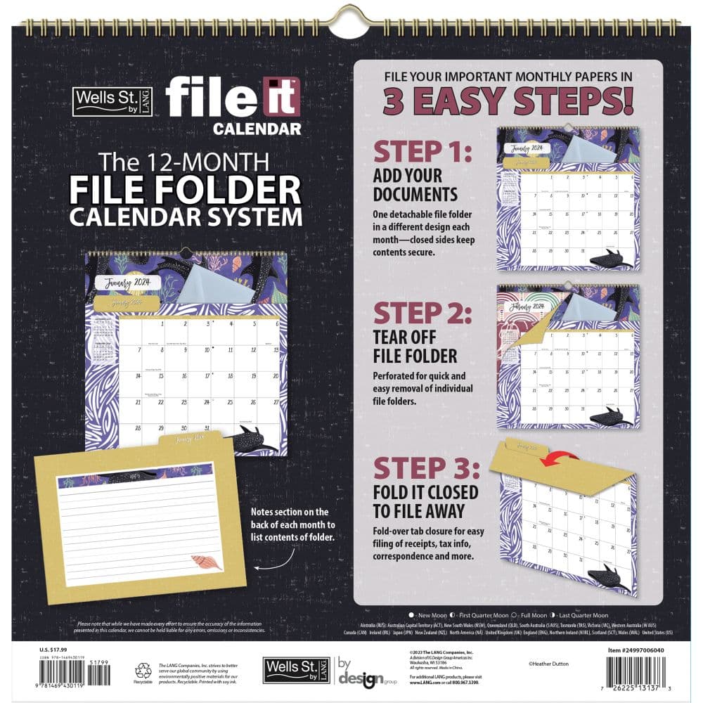 Flora and Fauna File It 2024 Wall Calendar