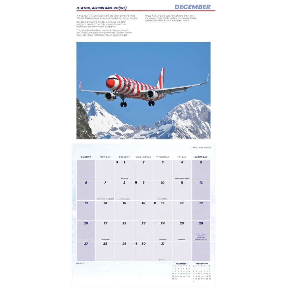 Flight Commercial Aircraft 2026 Wall Calendar Fourth Alternate Image