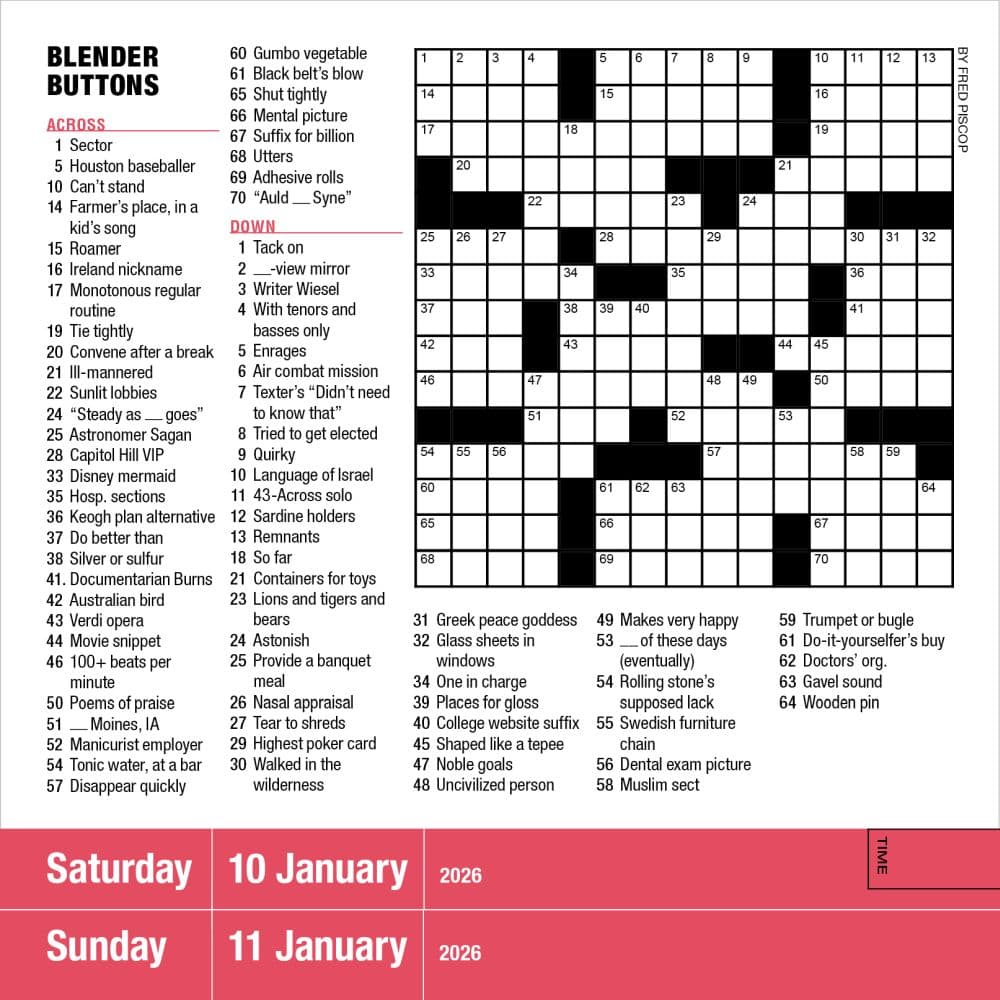 Mensa Crossword 2026 Desk Calendar Third Alternate Image