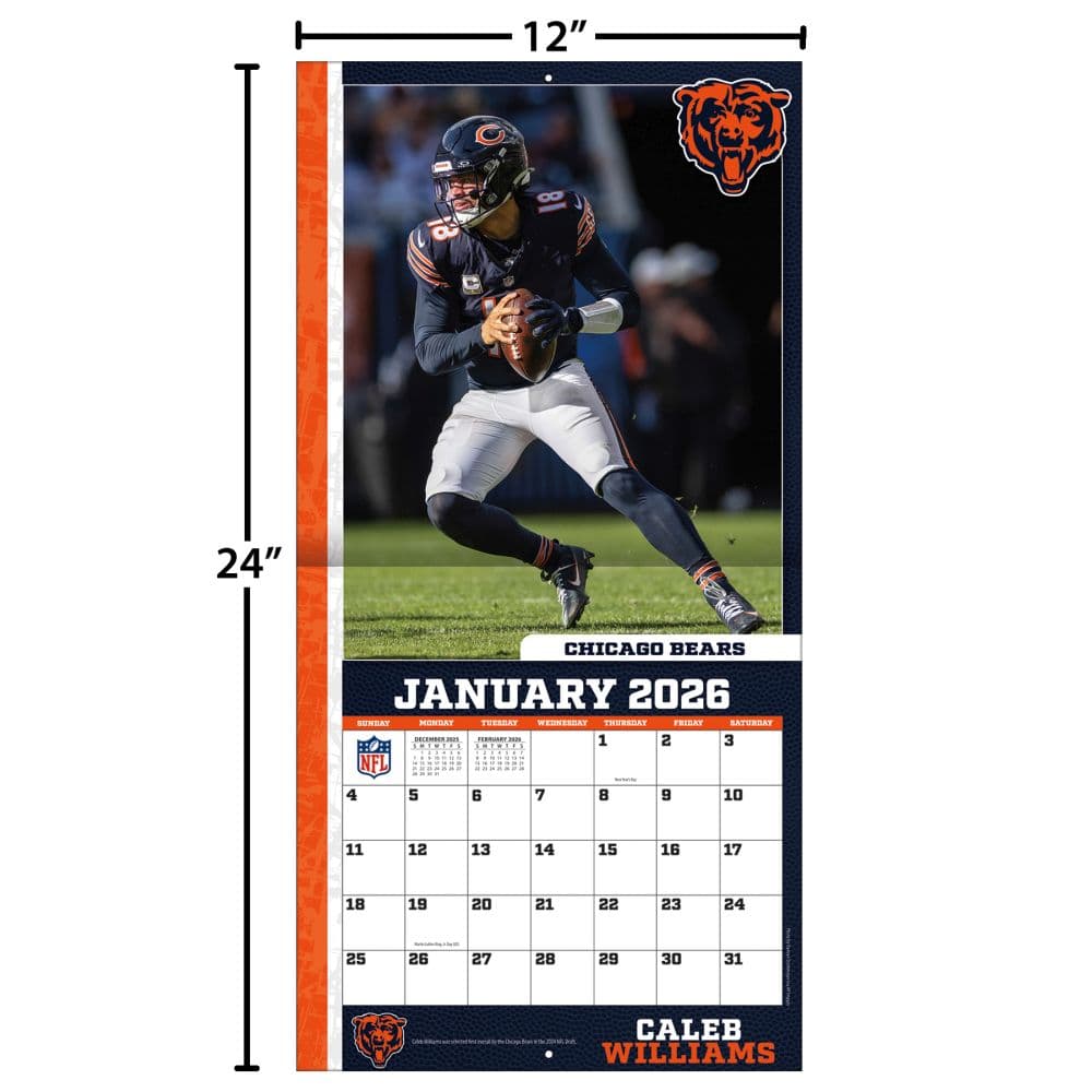 NFL Chicago Bears Caleb Williams 2026 Wall Calendar Fourth Alternate image