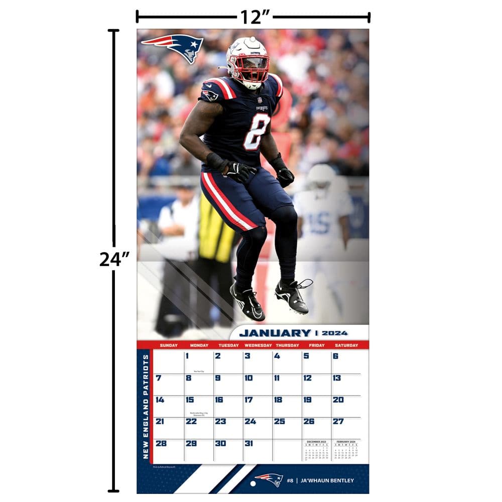 NFL New England Patriots 2024 Wall Calendar Fifth Alternate Image width=&quot;1000&quot; height=&quot;1000&quot;