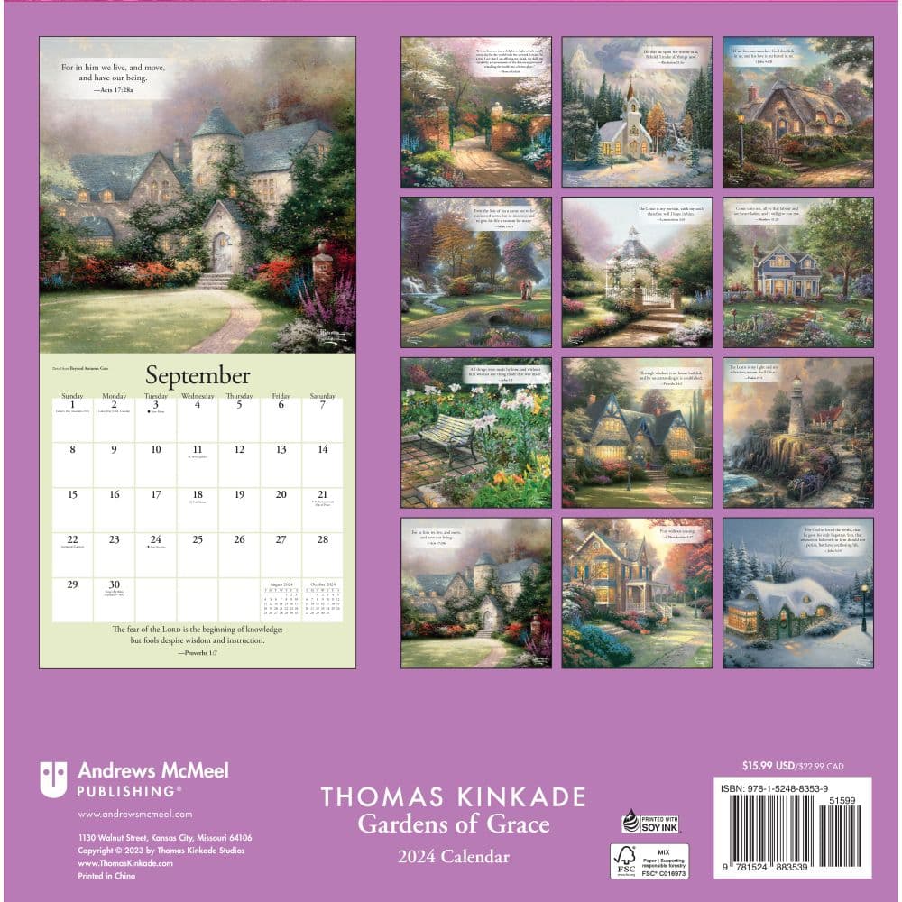 Kinkade Gardens of Grace 2025 Wall Calendar