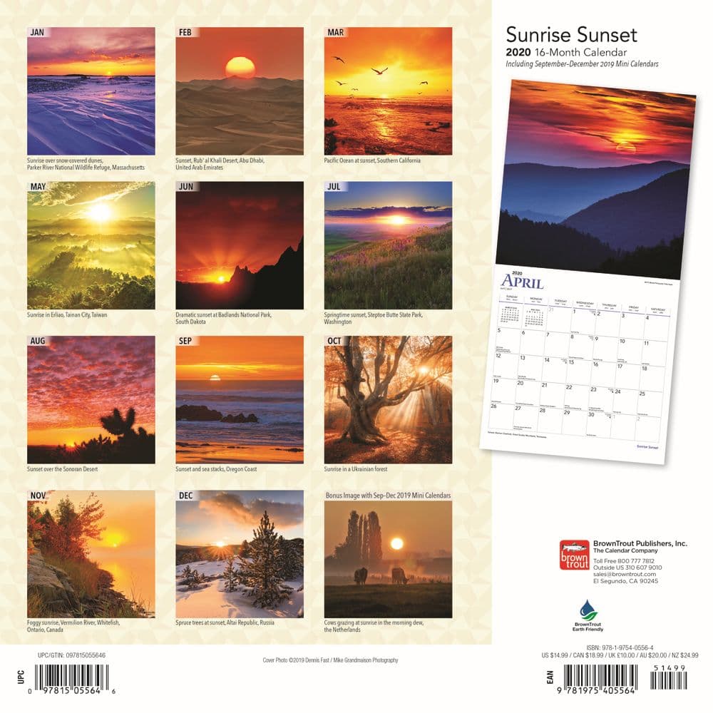 Sunrise Sunset Wall Calendar Calendars com