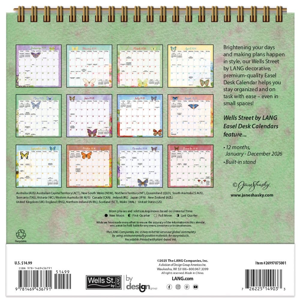Butterflies 2026 Easel Desk Calendar by Jane Shasky First Alternate Image