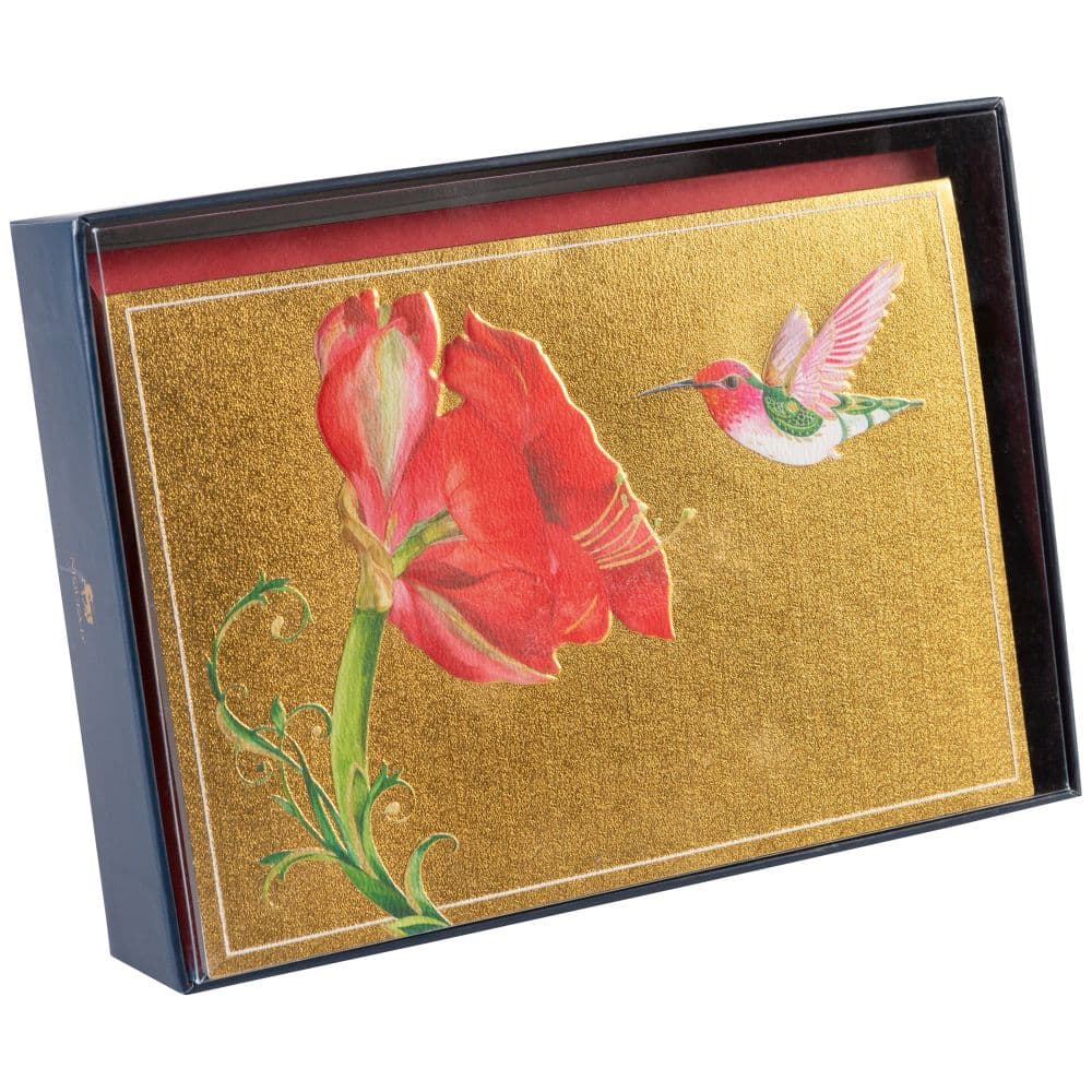 Hummingbird and Amaryllis 8 Count Boxed Christmas Cards Fourth Alternate Image width="1000" height="1000"