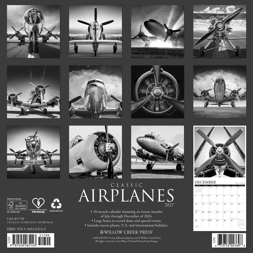 Classic Airplanes 2027 Wall Calendar First Alternate Image
