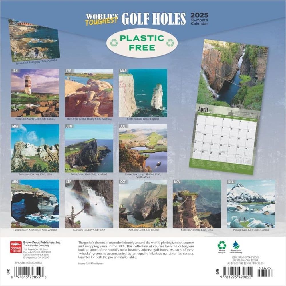 Worlds Toughest Golf Holes 2025 Wall Calendar First Alternate Image