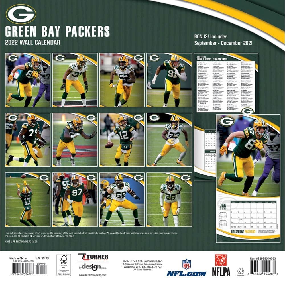 Green Bay Packers 2022 Calendar January Calendar 2022