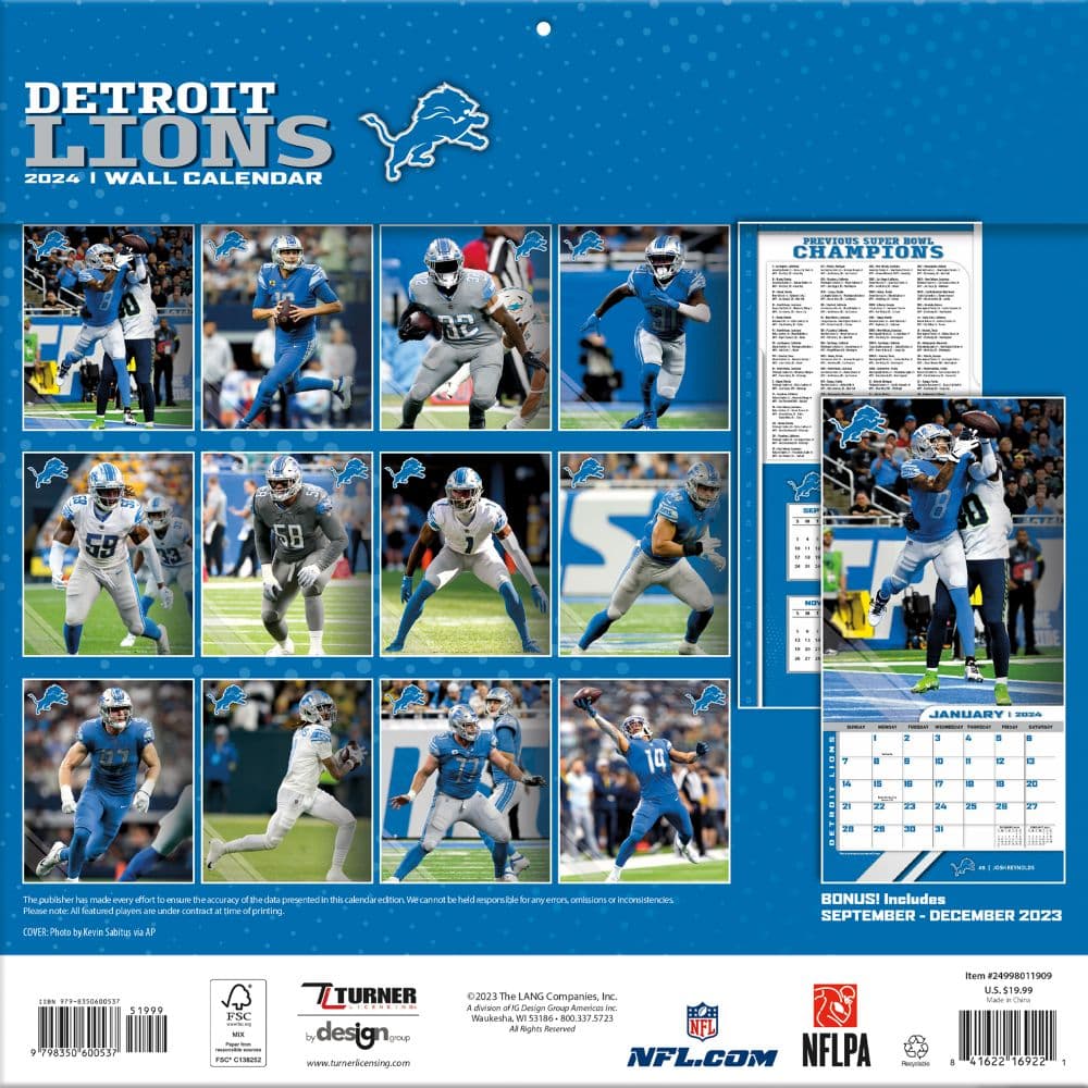 Detroit Lions 2024 Wall Calendar - Calendars.com