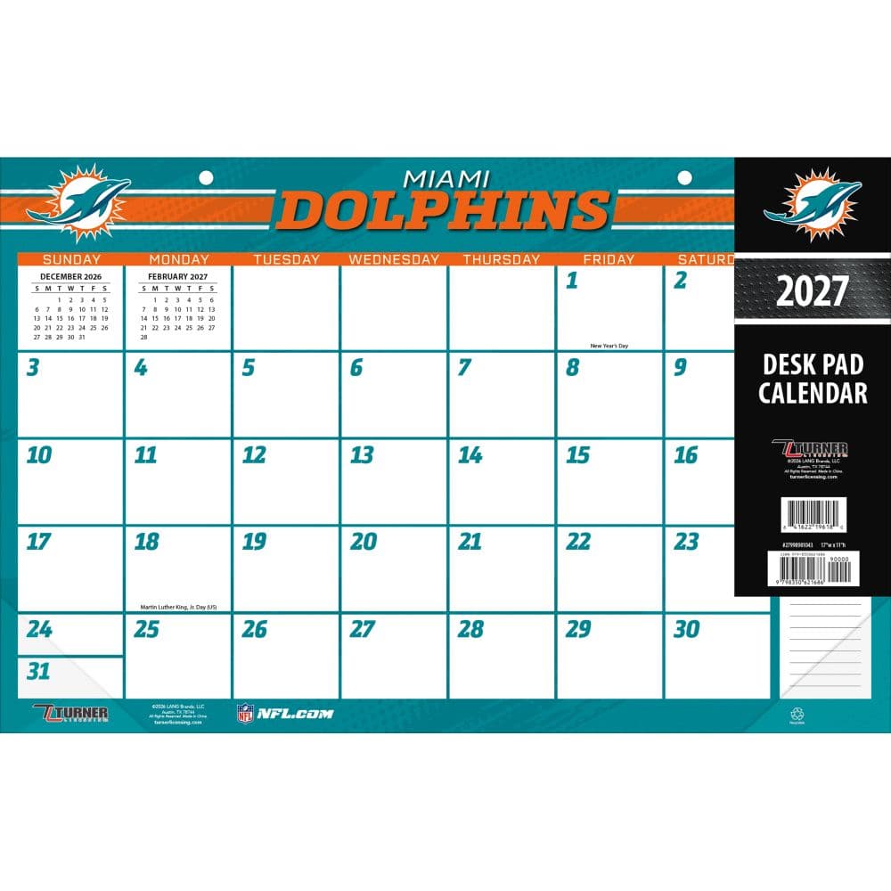 NFL Miami Dolphins 2027 Desk Pad