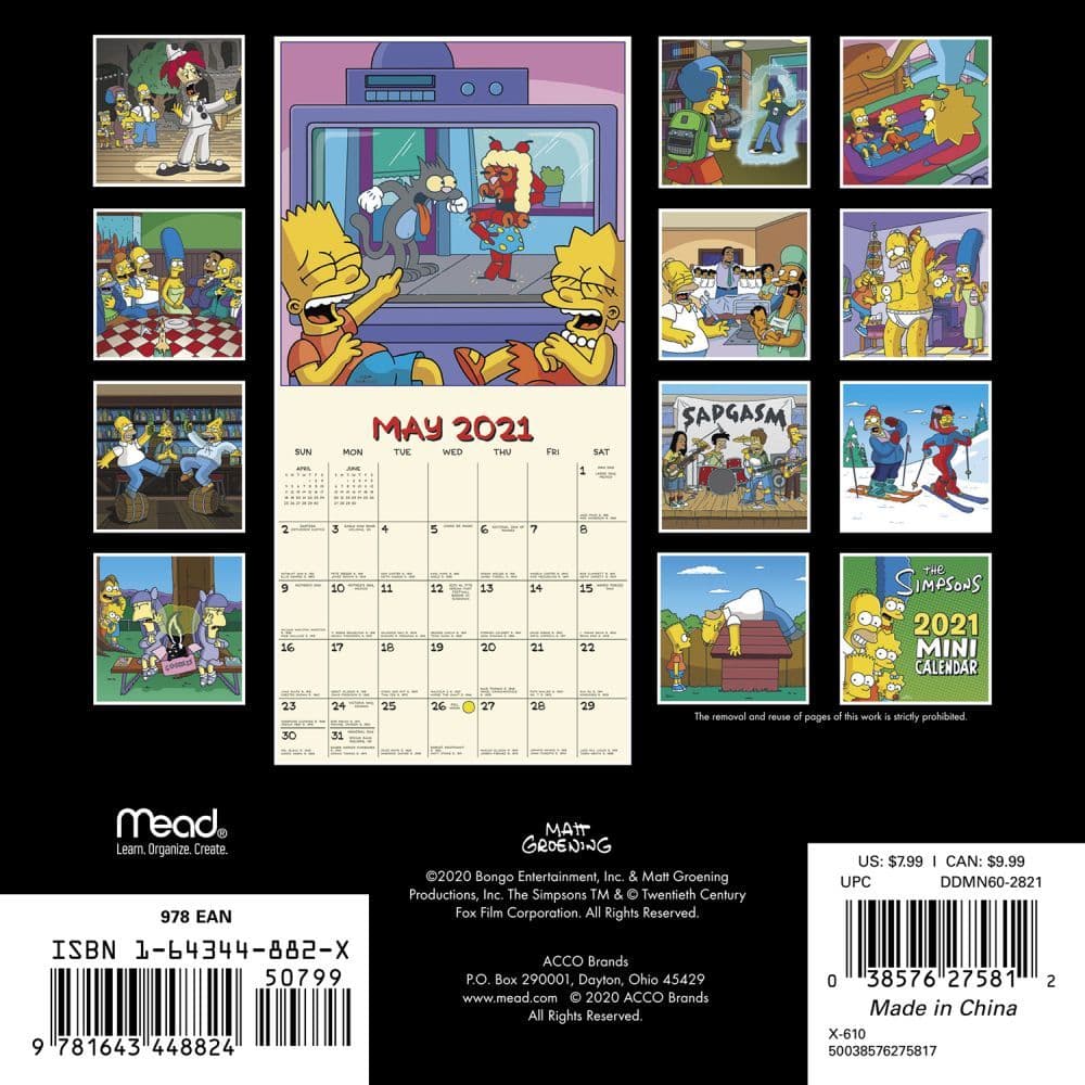 Simpsons Mini Wall Calendar Calendars