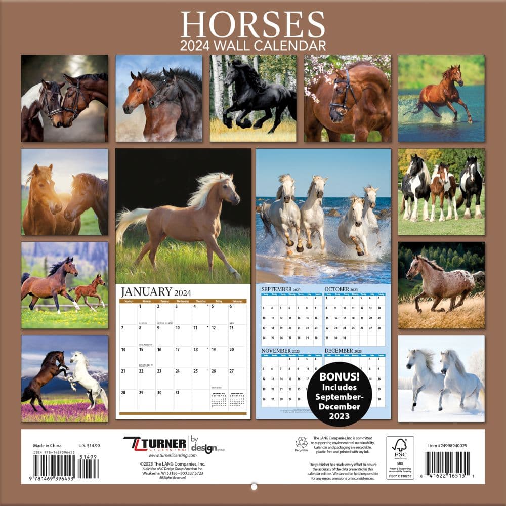 Horses Photo 2024 Wall Calendar Alternate Image 1