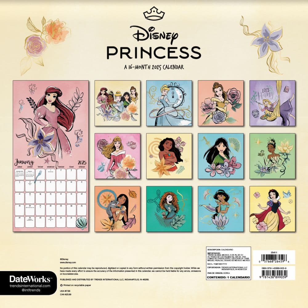 Disney Princess 2025 Wall Calendar Third Alternate Image width=&quot;1000&quot; height=&quot;1000&quot;