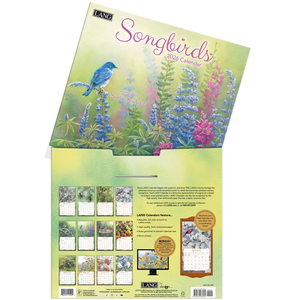 Songbirds 2026 Wall Calendar by Susan Bourdet_ALT3