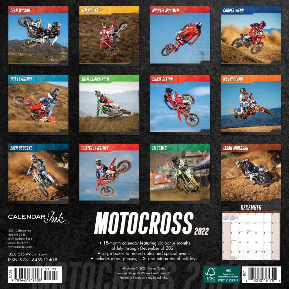 Calendrier Moto Cross 2023 Motocross 2022 Wall Calendar - Calendars.com