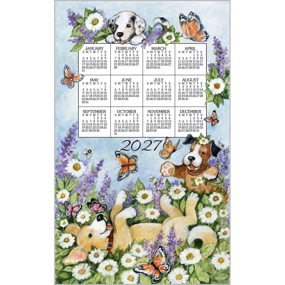 Playful Puppies 2027 Calendar Towel Main Product Image
