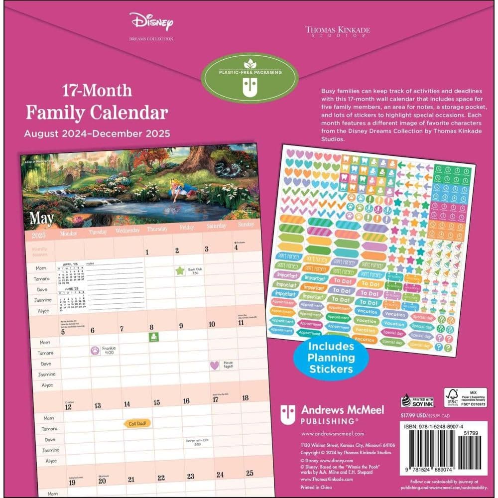 Kinkade Disney Family Organizer 2025 Wall Calendar First Alternate Image Image