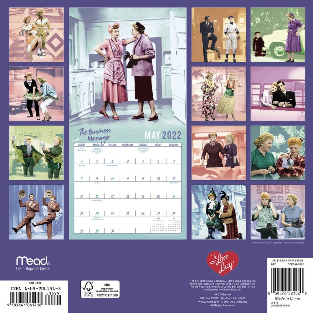 I Love Lucy 2022 Wall Calendar - Calendars.com