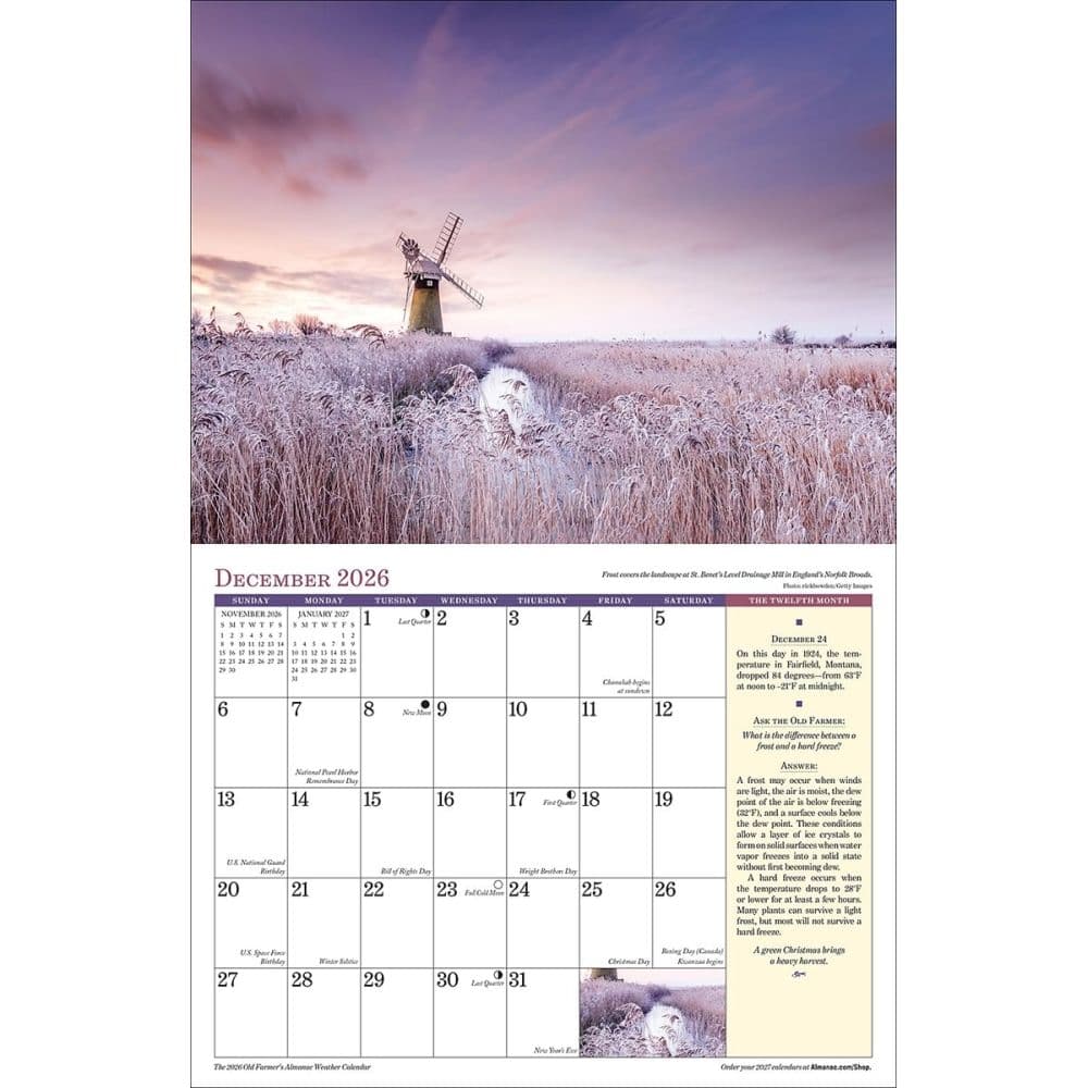 Old Farmers Almanac Weather 2026 Wall Calendar Third Alternate Image
