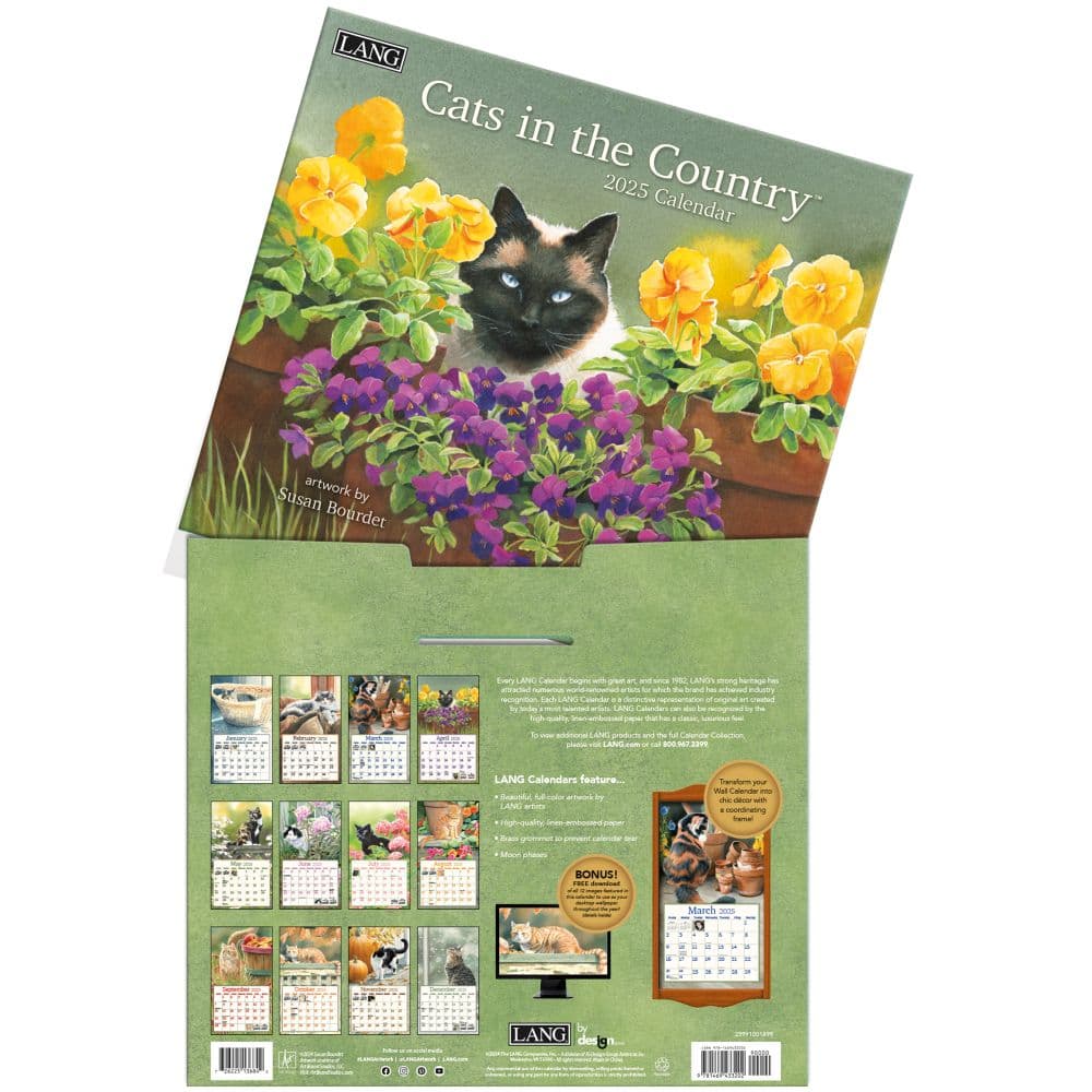 Cats in the Country by Susan Bourdet 2025 Wall Calendar