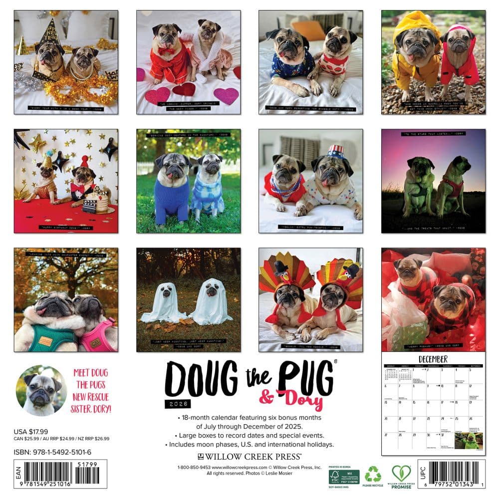 Doug the Pug 2026 Wall Calendar First Alternate Image