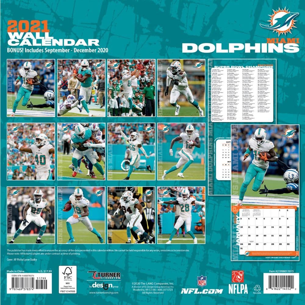 Miami Dolphins 2022 Schedule Dates Miami Dolphins Wall Calendar - Calendars.com