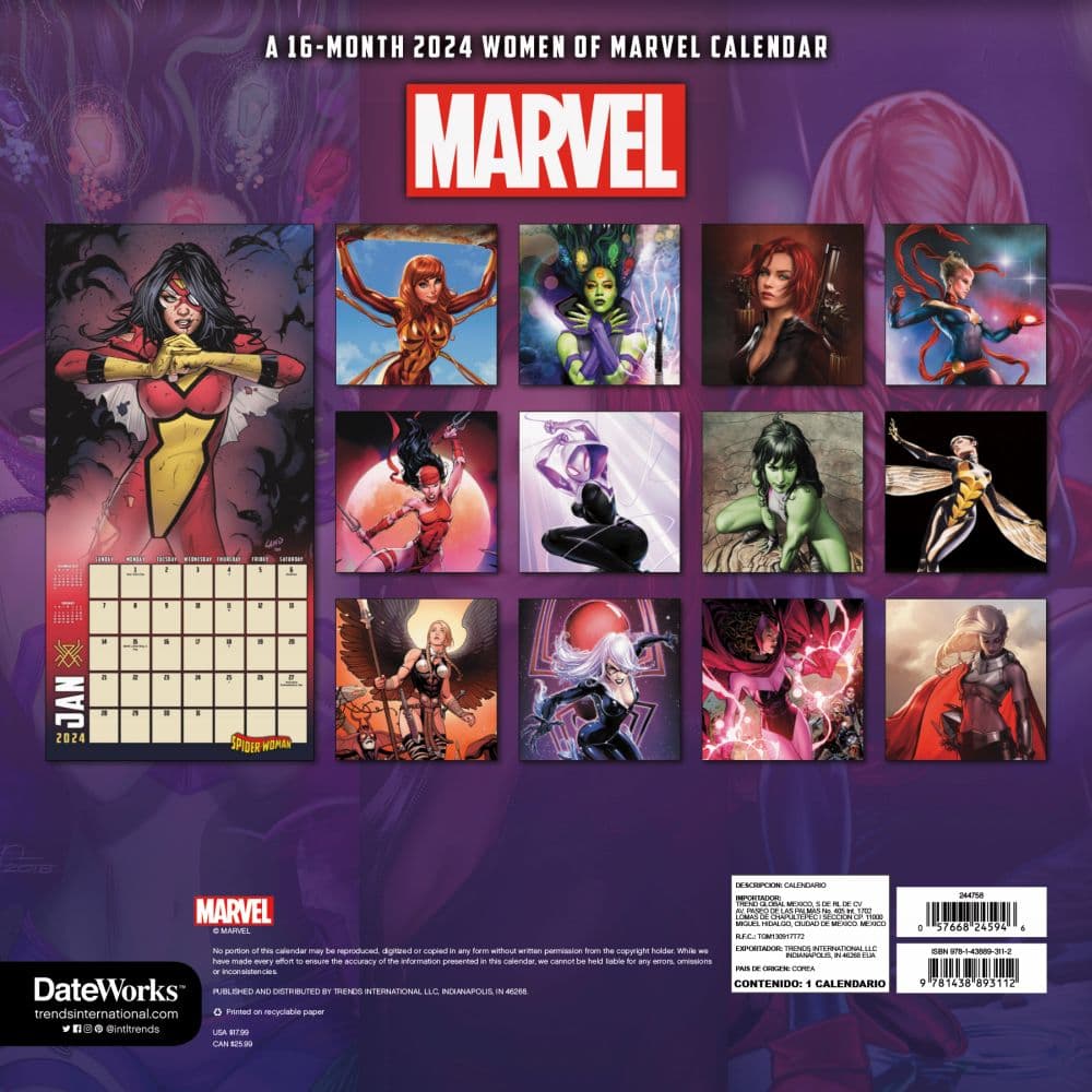 Marvel Women 2024 Wall Calendar Alternate Image 2