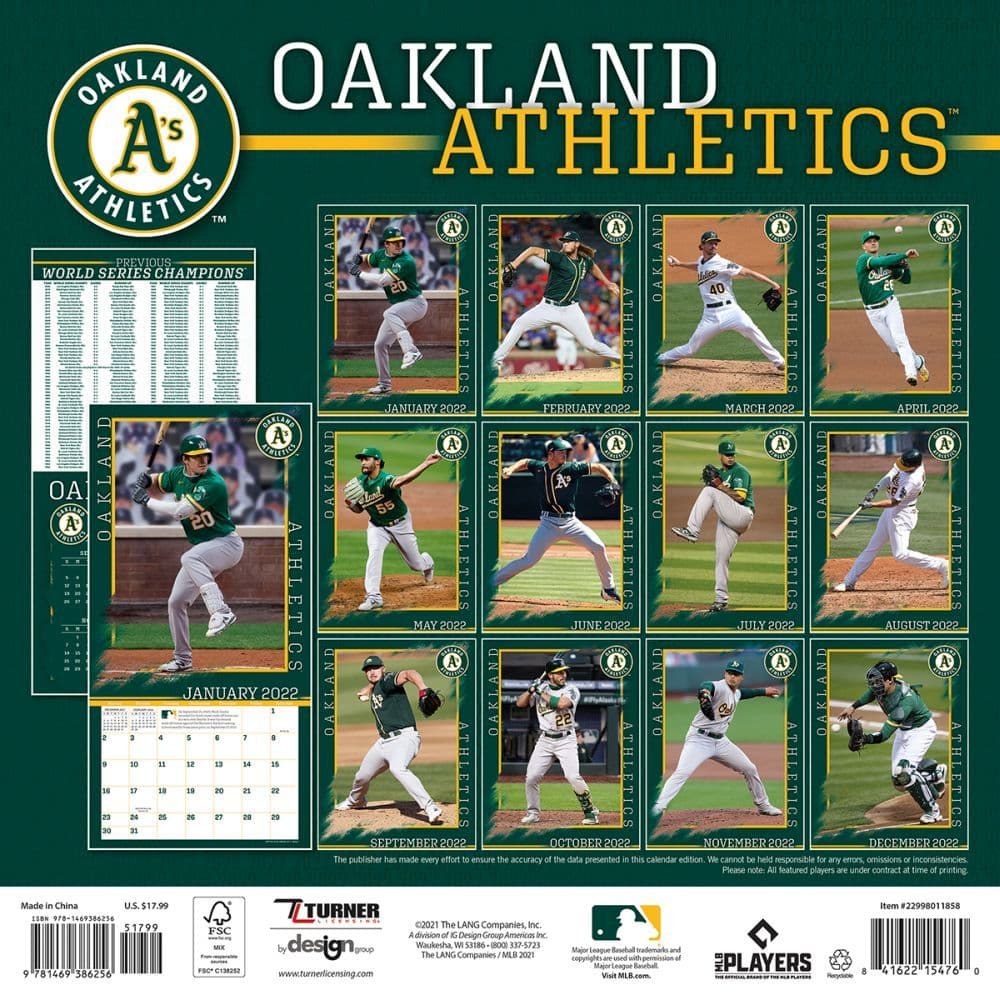 Mlb Oakland Athletics 2022 Wall Calendar Calendars Com