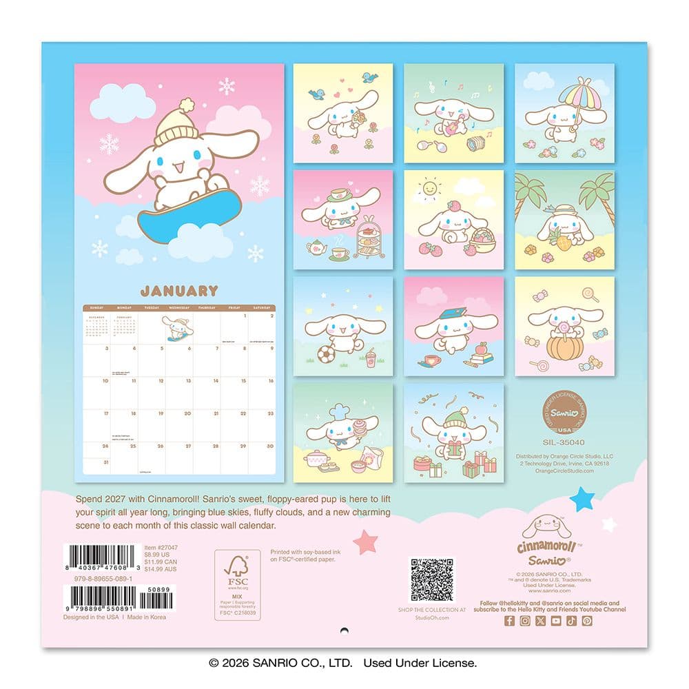 Cinnamoroll 2027 Mini Wall Calendar First Alternate Image