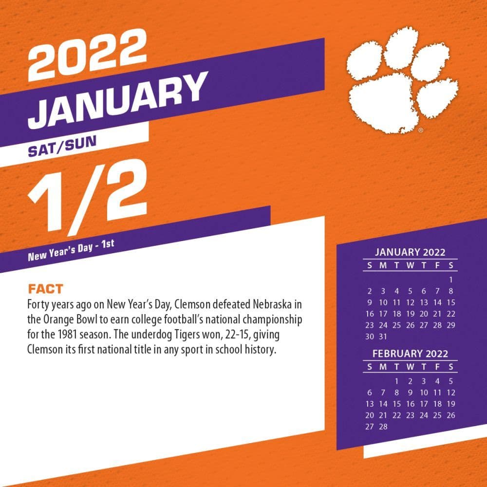 Clemson Calendar 202223 Printable Calendar 2022