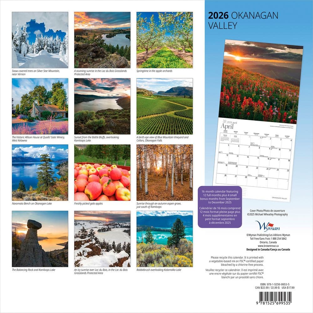 Okanagan Valley 2026 Wall Calendar First Alternate Image