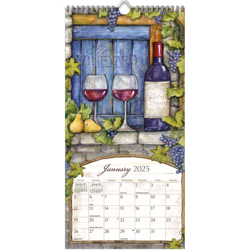 Wine Country 2025 Vertical Wall Calendar by Susan Winget_ALT2